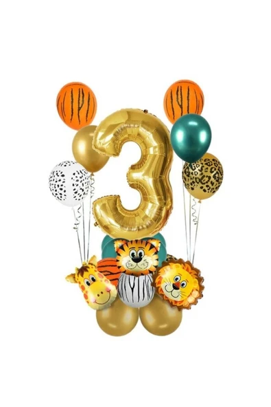 3 Yaş Gold Safari Temalı Balon Seti ürün görseli 1