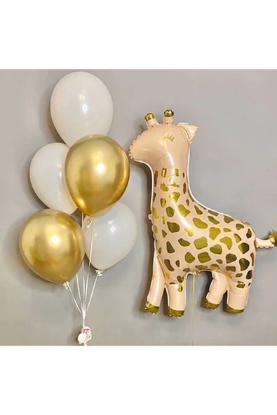 Zürafa Balon Set Yıldız Balon Folyo Set Konsept Doğum Günü Set Yaş Balon Set ürün görseli 1