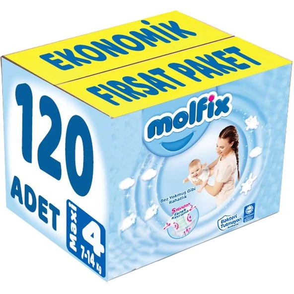 Molfix Bebek Bezi 4 Beden 7-14 KG Maxi 124 Adet Ekonomik Fırsat Pk ürün görseli 1