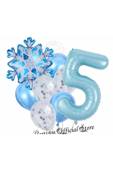 Kar Tanesi Frozen Elsa Kış Konsept Snowflake 5 Yaş Balon Konsept Doğum Günü Set Yaş Balon Set ürün görseli 1