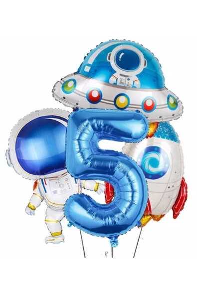 Uzay Astronot Uzay Gemisi Roket 5 Yaş Balon Set Uzay Astronot Konsept Doğum Günü Set ürün görseli 1