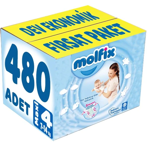 Molfix Bebek Bezi 4 Beden 7-14 KG Maxi 496 Adet Dev Ekonomik Fırsat Pk ürün görseli 1