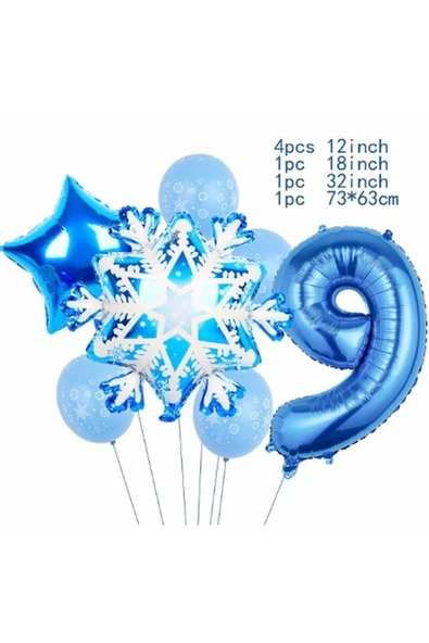 Kar Tanesi Frozen Elsa Kış Konsept Snowflake 9 Yaş Balon Konsept Doğum Günü Set Yaş Balon Set ürün görseli 1