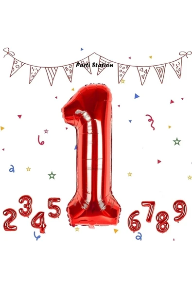 Rakam Folyo Balon Kırmızı Rakam Balon Kırmızı 1 Yaş Balon 76 Cm Sayı Balon Uçan Balon Helyum Balon ürün görseli 1