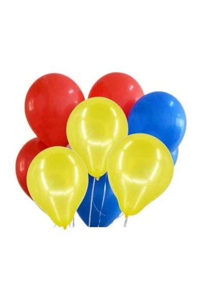 Kırmızı-sarı-koyu Mavi Lacivert Balon Doğum Günü Balonu Parti Balonu 20 Adet ürün görseli 1