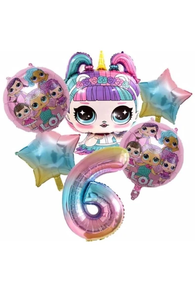 Unicorn Lol Bebek Konsept 6 Yaş Balon Doğum Günü Set Yaş Balon Set ürün görseli 1