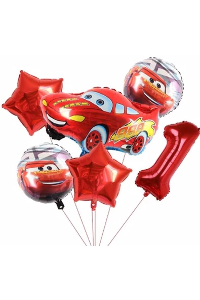 Cars Arabalar Şimşek Mcqueen Yarış Arabası Konsept 1 Yaş Balon Set Cars Arabalar Doğum Günü Set ürün görseli 1
