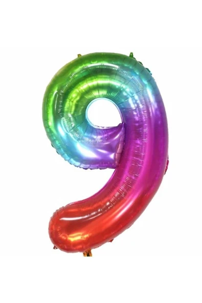 Rakam Folyo Balon Gökkuşağı Rakam Balon Renkli 9 Yaş Balon 76 Cm Sayı Balon Uçan Balon Helyum Balon ürün görseli 1