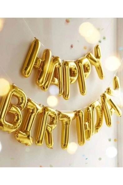 Altın Happy Bırthday Folyo Balon Doğum Günü Parti Happy Bırthday Altın Renk Folyo Balon ürün görseli 1