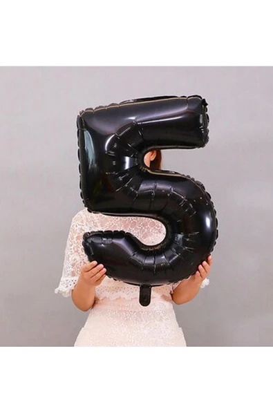 Siyah Rakam Balon Folyo 5 Yaş Rakam Balon 76cm (34 Inc Helyum Uyumlu) ürün görseli 1
