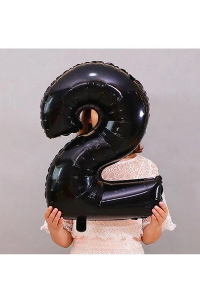 Siyah Rakam Balon Folyo 2 Yaş Rakam Balon 76cm (34 Inc Helyum Uyumlu) ürün görseli 1