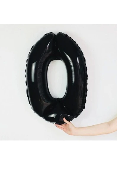 Siyah Rakam Balon Folyo 0 Yaş Rakam Balon 76cm (34 Inc Helyum Uyumlu) ürün görseli 1