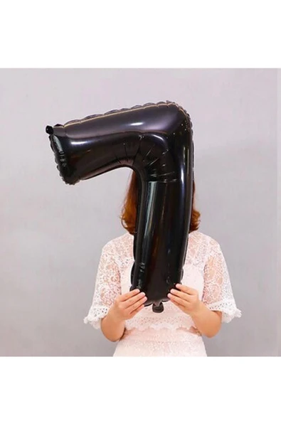 Siyah Rakam Balon Folyo 7 Yaş Rakam Balon 76cm (34 Inc Helyum Uyumlu) ürün görseli 1