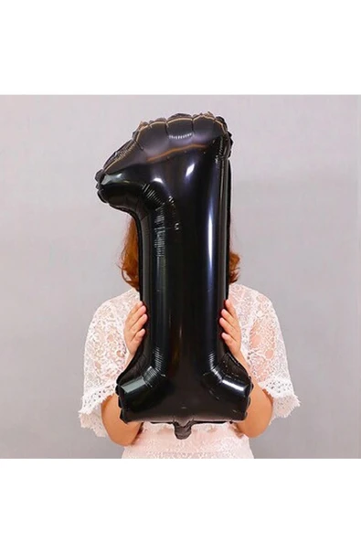Siyah Rakam Balon Folyo 1 Yaş Rakam Balon 76cm (34 Inc Helyum Uyumlu) ürün görseli 1