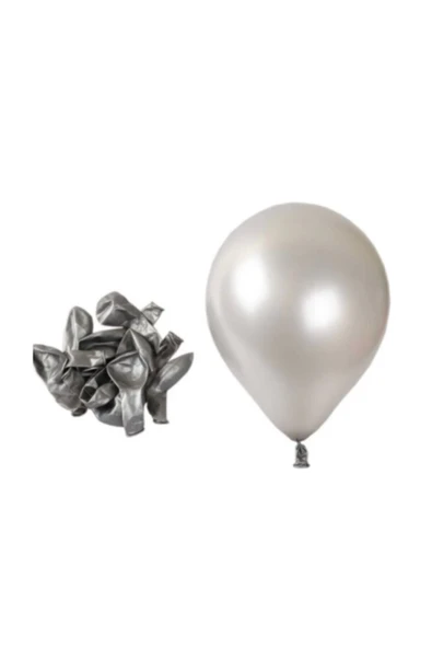 Metalik 12'inç Gümüş Balon 10 Adet ürün görseli 1