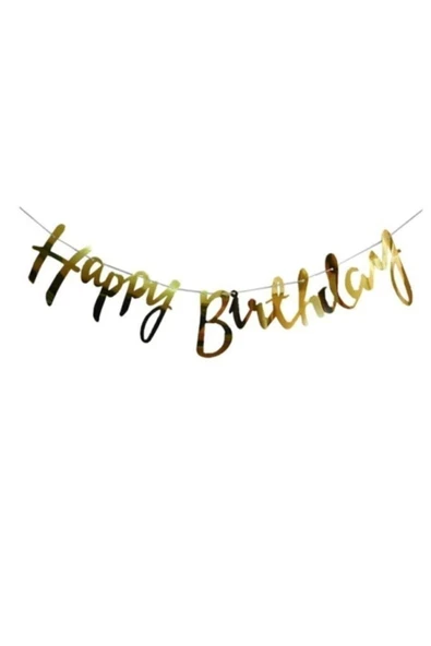 Gold Happy Birthday Banner ürün görseli 1