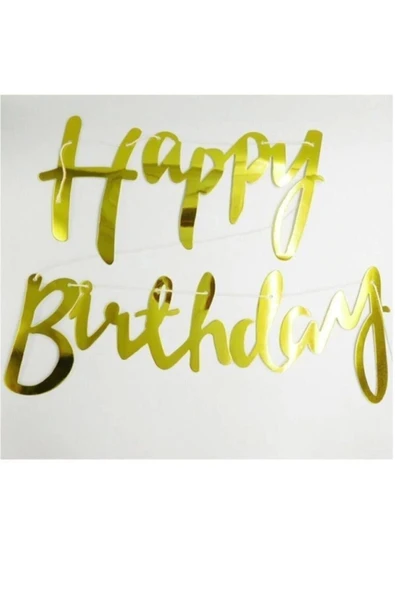 Gold Happy Birthday Banner - Resim 2