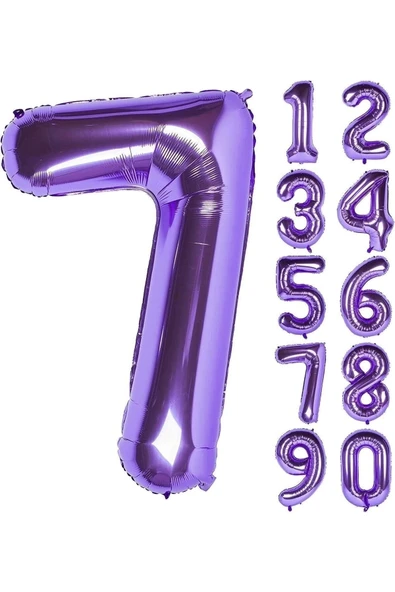 7 Yaş Mor Renk Rakam Folyo Balon 7 Yedi Rakam Mor Renk Helyum Uçan Folyo Balon 76 Cm Rakam Balon ürün görseli 1