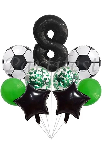 Futbol Konsept 8 Yaş Balon Set Maç Konsept Doğum Günü Set Yaş Balon Set ürün görseli 1