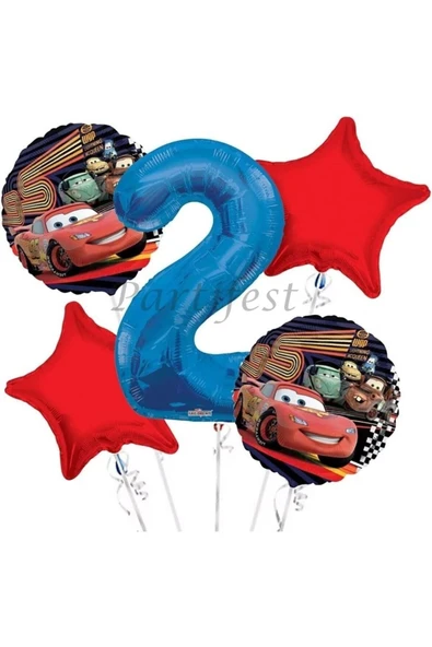 Arabalar Şimşek Mcqueen 2 Yaş Balon Set Cars Folyo Balon Set Konsept Doğum Günü Set Yaş Balon ürün görseli 1