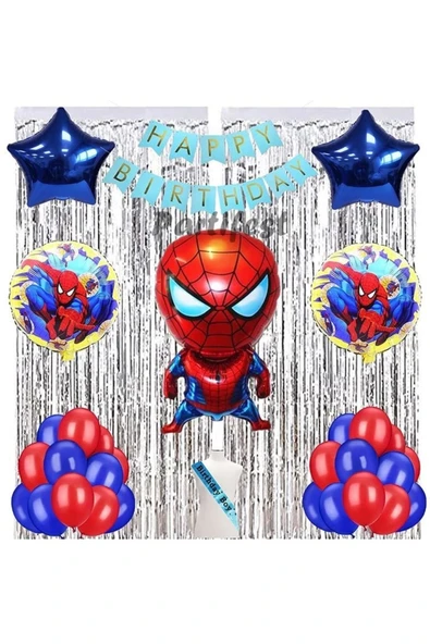 Spiderman Örümcek Adam Balon Set Balon Folyo Set Spiderman Konsept Doğum Günü Set Yaş Balon ürün görseli 1