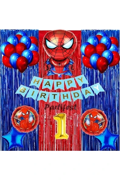Spiderman Örümcek Adam Balon Set Balon Folyo Set Spiderman Konsept Doğum Günü Set 1 Yaş Balon ürün görseli 1