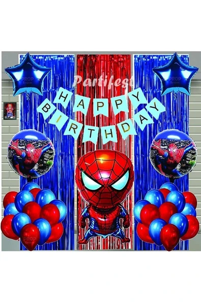 Spiderman Örümcek Adam Balon Set Balon Folyo Set Spiderman Konsept Doğum Günü Set Yaş Balon ürün görseli 1