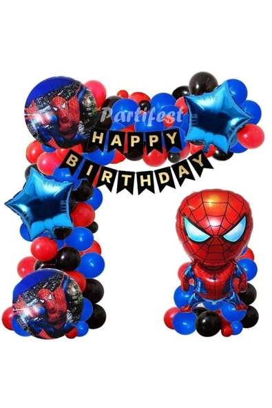 Spiderman Örümcek Adam Balon Set Balon Folyo Set Spiderman Konsept Doğum Günü Set Yaş Balon ürün görseli 1