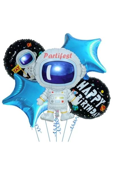 Uzay Yaş Balon Set Uzay Konsept Helyum Balon Set Uzay Doğum Günü Set ürün görseli 1