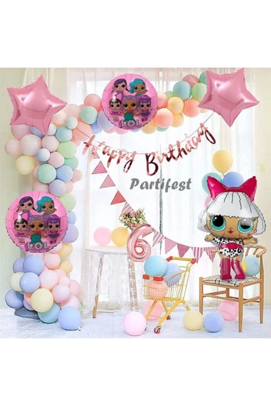 Lol Suprise 6 Yaş Balon Seti Lol Bebek Konsept Helyum Balon Set Diva Lol Bebek Doğum Günü Set ürün görseli 1