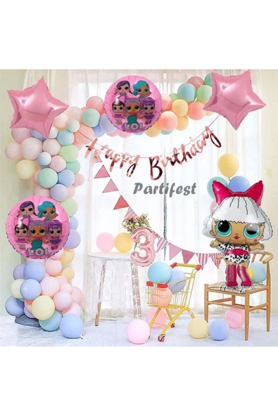 Lol Suprise 3 Yaş Balon Seti Lol Bebek Konsept Helyum Balon Set Diva Lol Bebek Doğum Günü Set ürün görseli 1