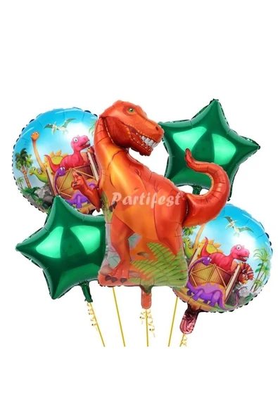 Dinozor Trex Balon Set Dinozor Konsept Helyum Balon Set Dinozor Doğum Günü Set ürün görseli 1
