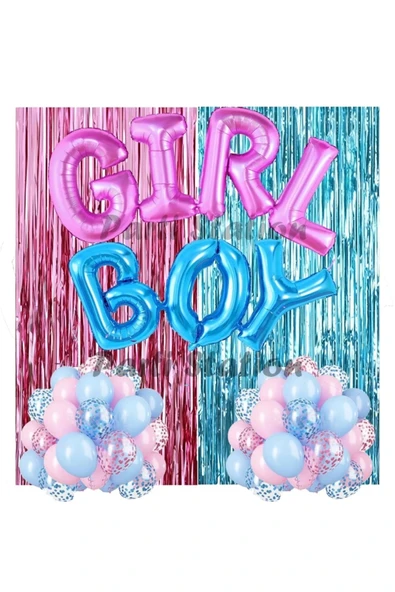 Cinsiyet Belirleme Partisi Kız mı Erkek mi Konsept Balon Süsleme Set Gender Party Girl Or Boy ürün görseli 1