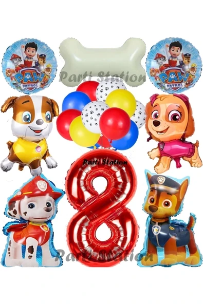 Paw Patrol 8 Yaş Balon Set Paw Petrol Marshall Chase Skye Rubble Doğum Günü Parti Folyo Balon Seti ürün görseli 1