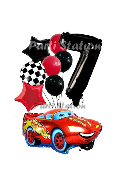 Cars Şimşek Mcqueen Yarış Arabası Konsept 7 Yaş Balon Set Cars Arabalar Doğum Günü Balon Set ürün görseli 1