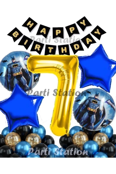 Batman 7 Yaş Balon Set Batman Yarasa Konsept Doğum Günü Parti Balon Set Batman Folyo Balon Set ürün görseli 1
