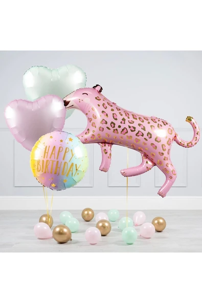 Pembe Leopar Balon 100 cm Parti Konsept Doğum Günü Balon Set Jungle Leopar Kaplan Balon ürün görseli 1