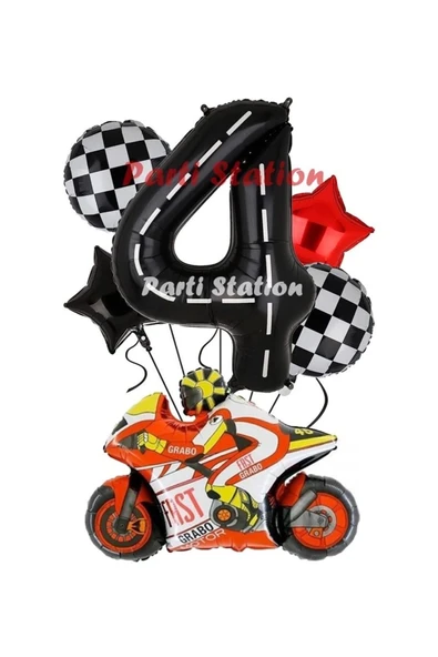 Motosiklet Yarış Motoru Konsept 4 Yaş Balon Set Motosiklet Doğum Günü Balon Set ürün görseli 1