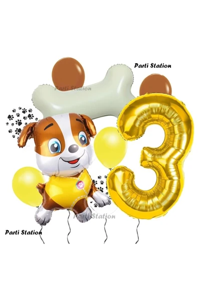 Paw Patrol İş Araçları İnşaat İşçisi Köpek Rubble 3 Yaş Balon Set Pav Petrol Konsept Doğum Günü Set ürün görseli 1