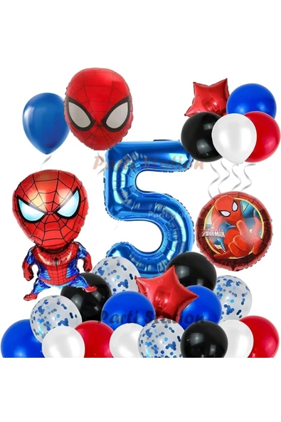 Spiderman Örümcek Adam Konsept 5 Yaş Doğum Günü Balon Set Spiderman Parti Balonları Spiderman Tema ürün görseli 1