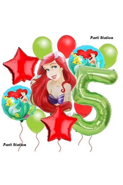 Disney Prensesi Deniz Kızı Prenses Ariel Konsept 5 Yaş Doğum Günü Balon Set Aquaman Ariel Balon Set ürün görseli 1