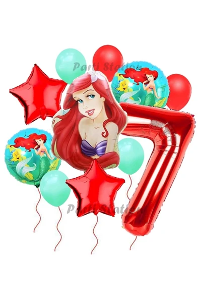 . Prensesi Deniz Kızı Prenses Ariel Konsept 7 Yaş Doğum Günü Balon Set Aquaman Ariel Balon Set ürün görseli 1