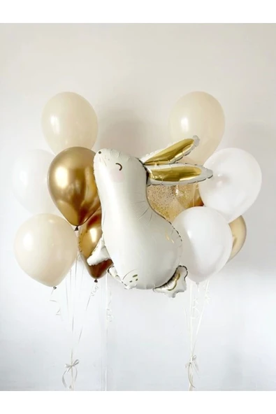 Woodland Konsept Tavşan Balon Set Sevimli Tavşan Balon Buketi Rabbit Balloon Doğum Günü Balon Set ürün görseli 1