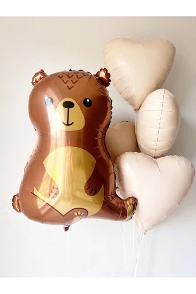 Woodland Ayı Konsept Balon Set Sevimli Ayıcık Balon Buketi Doğum Günü Bear Balloon Set ürün görseli 1
