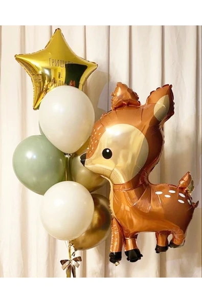 Woodland Konsept Geyik Balon Set Sevimli Ceylan Balon Buketi Doğum Günü Balon Set ürün görseli 1