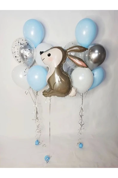 Woodland Tavşan Balon Set Tavşan Konsept Balon Buketi Doğum Günü Balon Set ürün görseli 1