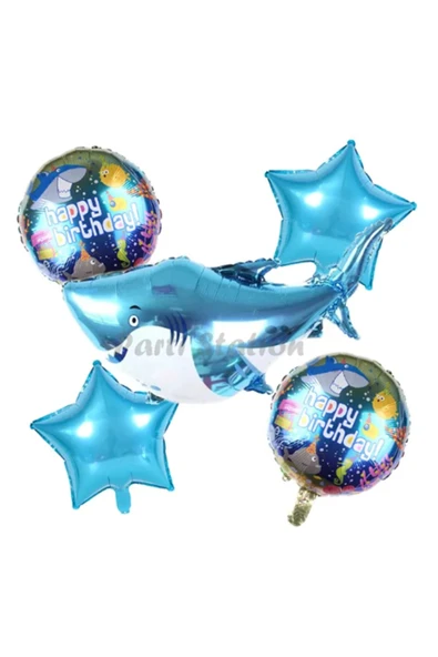 Okyanus Canlıları Köpek Balığı Konsept Köpek Balığı Balon Set Shark Balloon Birthday Party Set ürün görseli 1