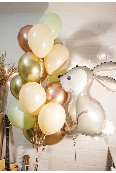 Woodland Tavşan Balon Set Tavşan Konsept Balon Buketi Doğum Günü Balon Set ürün görseli 1