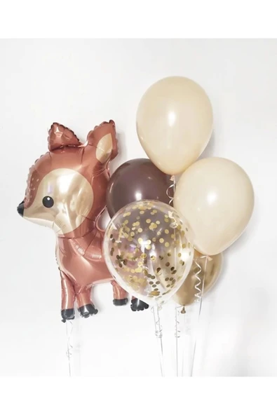 Woodland Konsept Geyik Balon Set Sevimli Geyik Balon Buketi Doğum Günü Balon Set ürün görseli 1