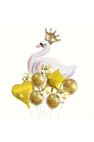 Beyaz Kuğu Konsept Sevimli Kuğu Balon Set Swan Balloon Birthday Party Set ürün görseli 1